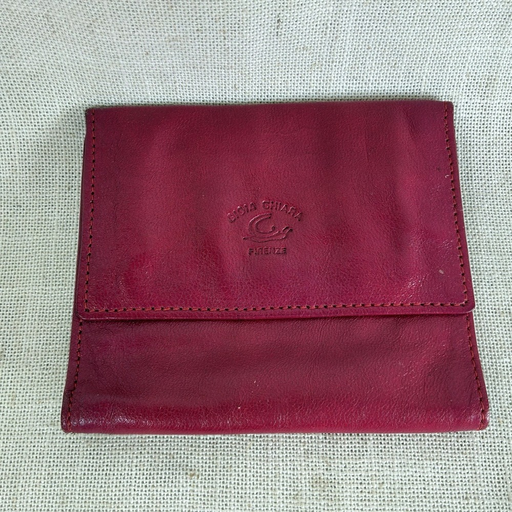 Gioia Chiara Firenze Change Purse Wallet Italian Leather Pink EUC